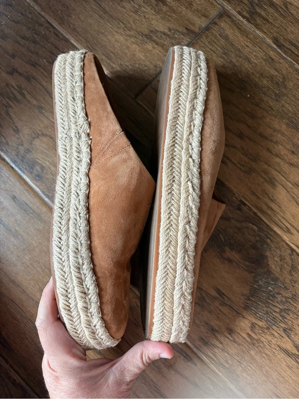 Vince Ulla Tan Suede Espadrille Slip-On Mules